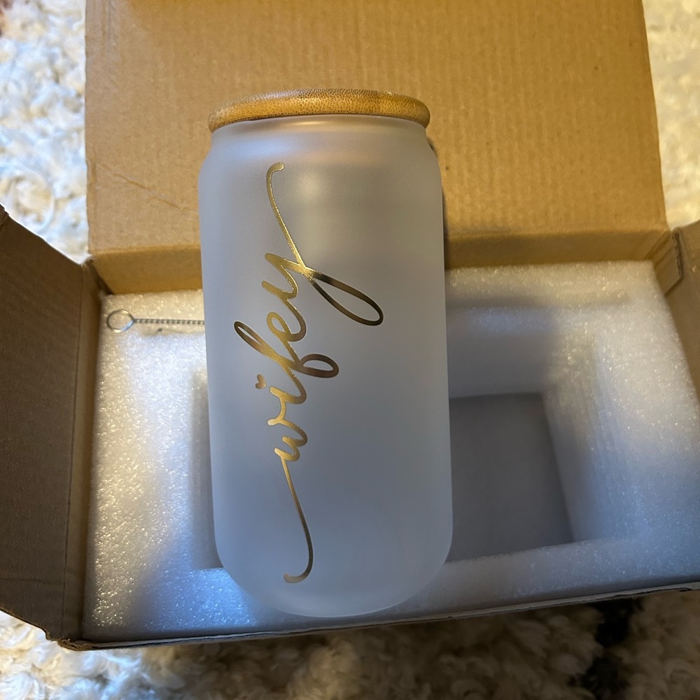 Frosted Glass Tumbler with Gold 'Wifey' Design